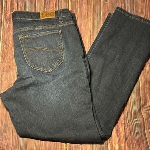 Lee Dark Wash Jeans Womens 18L Regular Fit Straight Leg Mid Rise